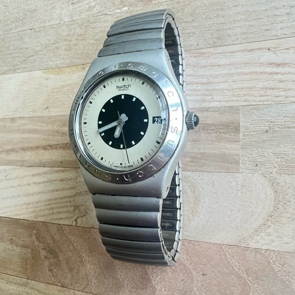 Vintage 1999 Swatch Irony Aluminum watch expansion band NEW BATTERY - Picture 4 of 11